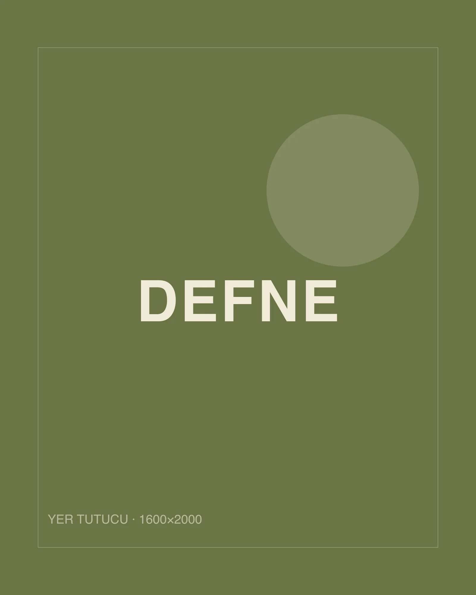 Zeytin yeşili zemin üzerinde Defne yazılı şişe etiketi